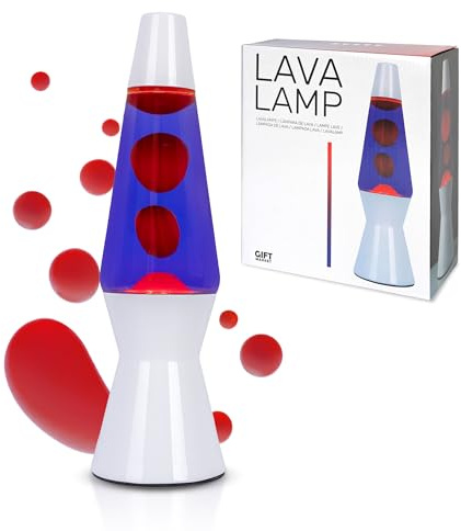 GIFTMARKET – Lampada lava bullet rossa e viola. Lampada da tavolo rilassante, luce ambiente originale per adolescenti. Design retrò 31 x 9 cm, regalo divertente.