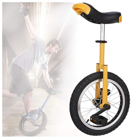 SFQEVHRZ Monociclo, Bicicletta monoruota Antiscivolo da 20 Pollici, con Cerchio in Lega, Pneumatico Extra Spesso, Sedile Regolabile(Yellow)