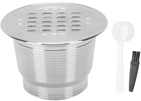 YDuupxe Reusable Coffee Capsule Pod, 304 Stainless Steel Filter Wide Compatibility Refillable Coffee Capsule with Spoon Brush
