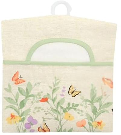 B4E 100% Cotton Peg Bags with Double Hanger, 4 Variants, Bee Countryside Wildlife Farmhouse Designs, Spacious Storage for Clothes Pegs (Wildflower Meadow Design)