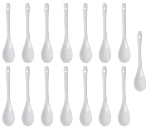 15 Stück Eierlöffel, Porzellan Eierlöffel, Weiss Eier Löffel Teelöffel Servierlöffel Kaffeelöffel, Dessertlöffel, Mokkalöffel, für den Verzehr des Frühstückseis oder zum Servieren ﻿