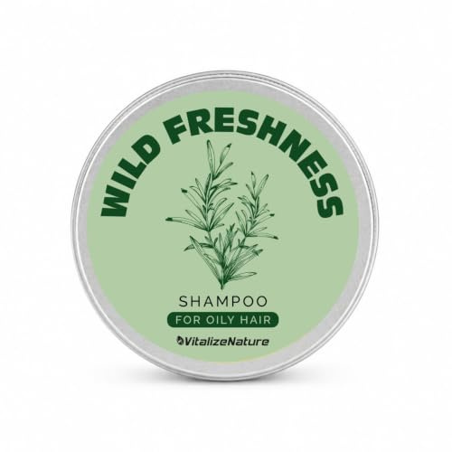 VitalizeNature Wild Freshness fast schampo för fet hår 100 g — med nässla och rosmarin — mot fet metod och överflödig talg — schampo bar plastfri