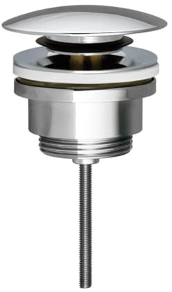 Kiamami Valentina - Piletta Click Clack | Senza Troppo Pieno | Ottone Cromato per Lavabo e Bidet | Tappo Inox | Chiusura a Scatto Sostituibile | Filettatura Inox Centrale, Acciaio Inossidabile