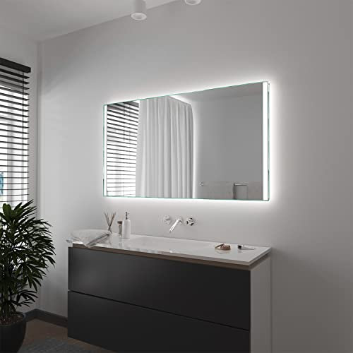 SARAR Badezimmerspiegel mit integriertem LED-Beleuchtung Bad 150x80cm Made in Germany Designo MA2112 Wandspiegel Badspiegel led nach Maß