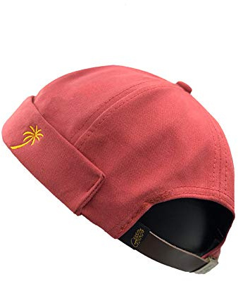 Brimless Hats Docker Cap Skull Beanie Matrosenmütze Arbeitermütze Rollmanschette Retro Mütze mit verstellbar für Damen und Herren, A36, Rot, Einheitsgröße