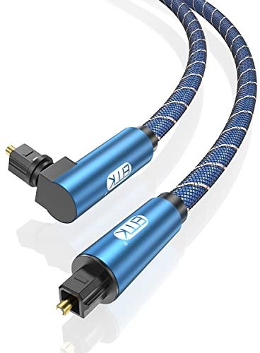 EMK】90° Optisches Kabel Toslink mit 360° drehbarem Stecker - Digitales Audio Kabel - 3m - Kompatibel mit Soundbar, Fernseher TV, PS3, PS5, Xbox, Heimkino - Blau