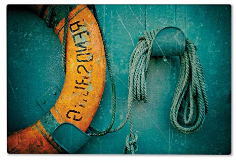 Rettungsring an altem Schiff 30x40 cm hochwertiges Leinwand Bild - Wandbild