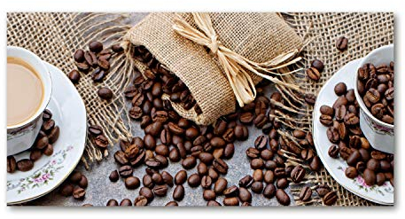 Tulup Glas-Bild Wandbild aus Glas - Wandkunst - Wandbild hinter gehärtetem Sicherheitsglas - Dekorative Wand für Küche & Wohnzimmer 100x50 - Essen & Getränke - Kaffee mit Milch - Braun