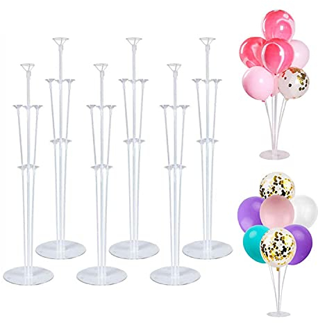 Balloon Stand Kit 6pcs with Plastic Balloon Sticks and Holders, Reusable Display for Birthday Table Decorations, Party Table Decorations and Centrepiece
