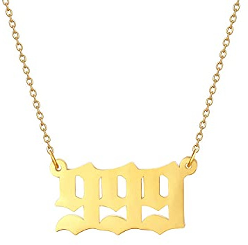 AJRUIER Engel Nummer Halskette,Frauen Mädchen Gold Silber 111 1111 222 333 444 555 666 777 888 8888 999 Anhänger Chokerhalskette Spirituelle Numerologie Schmuck