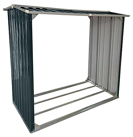 ESTEXO Brennholzunterstand Holzunterstand Brennholz 172x91x154 cm Regal Lager Unterstand Holz Metall Holzregal Holzlager Brenholzlager Brennholzregal Spitzdach Anthrazit
