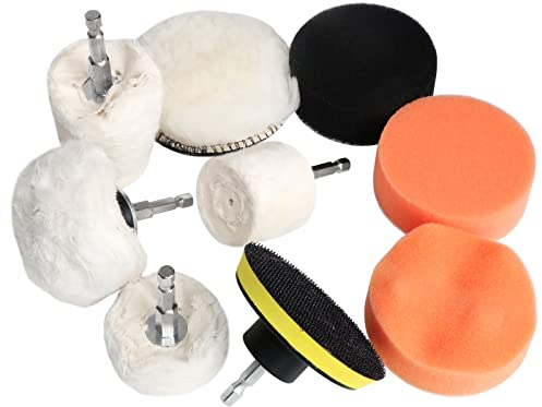 Accesorio de pulido atornillador inalámbrico, 10 piezas de pulido, discos de pulido suaves para taladros, discos cónicos de terciopelo de algodón, esponja pulidora para manifold aluminio, acero