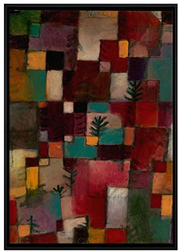 Pixxprint Paul Klee - Rotgrüne und Violett-gelbe Rhythmen Leinwandbild 80x60 cm im Bilderahmen, Wandbild, Schattenfugenrahmen, Kein Poster