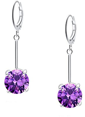 VONSSY Edelstein Tropfen Ohrringe | Stilvolle 18 Karat Platin/Vergoldete Leverback Kristall Hängende Ohrhänger | Silber Schmuck Geschenk für Mutter Tochter Ehefrau