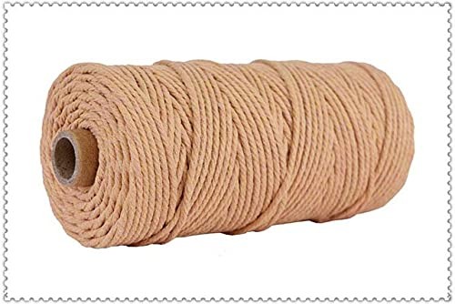 chlzekai 3mm Bunte Baumwollkordel Schnüre Beige verdreht Handwerk Makramee Schnur DIY Heimtextilien Hochzeit dekorative Versorgung 110 Yard Braidedrope-Kaffee-2