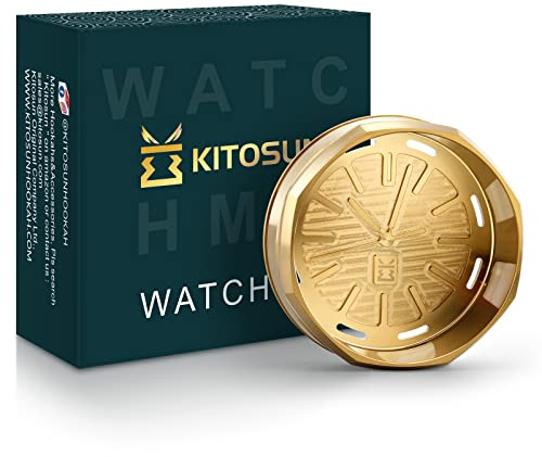 KITOSUN Shisha HMD Smokebox Edelstahl - Shisha Zubehör WatchHMD Holzkohle Heat Management Device Edelstahl HMD Kohlenhalter Leicht zu Halten 3 Stück 26 mm Kokosnuss Kohlen (APwatchHMD-Gold)