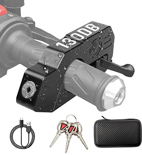 OPSOOPI Motorcycle Locks Anti Theft, Motorcycle Grip Lock 130DB Alarm Heavy Duty Throttle Lock, Waterproof Brake Alarm for Moped, Bike, Scooter, ATV (Black)
