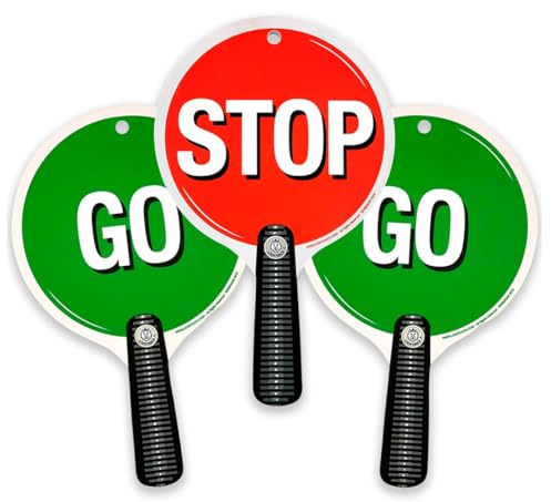 Liontouch - Stop & Go-Schilder, 3er-Pack, Rot & Grün | Ab 1 Jahr - 23 x 14 cm | Robuste, beidseitige Schaumstoff-Schilder in Lollipop-Form | Perfekt zum Lernen von Verkehrsregeln & Schulweg-Sicherheit