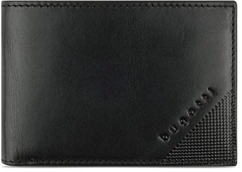 bugatti Nobile Minibörse aus echtem Leder - Kleiner Geldbeutel mit RFID Schutz, schwarz