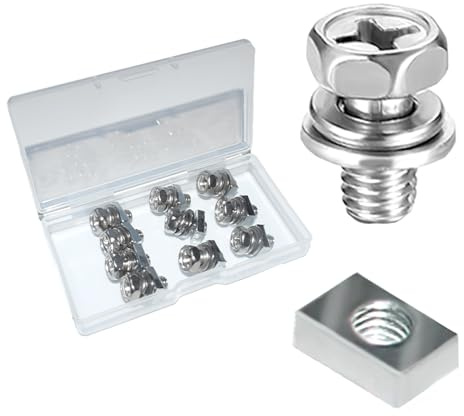 Kit di bulloni e dadi per terminali batteria moto, viti a testa esagonale M6 x 12 mm per ATV, scooter, moto, quad, confezione da 10 (argento)