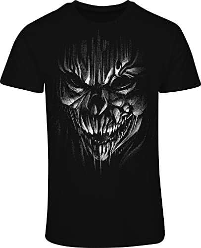 Totenkopf Shirt Herren - Dämon Skull Totenkopf - Horror T-Shirt Männer - Skull Tshirt - Halloween Totenschädel Death Metal Biker Gothic (L)