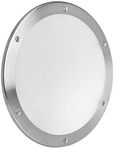 MLS Bullauge B5000 für Türen, Edelstahl, 1 Ring, 300 mm, Mattes Glas | VSG-Sicherheitsglas, Einseitige Montage auf Türblatt, ohne Ausschneiden, Einseitig Sichtbare Schrauben, 1 Stück