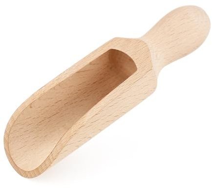 1 Pcs Wooden Spoons, 5.5 In Natural Beech Wood Bath Salt Scoop for Flour, Bath Salt, Sugar, Cereal, Coffee and More
