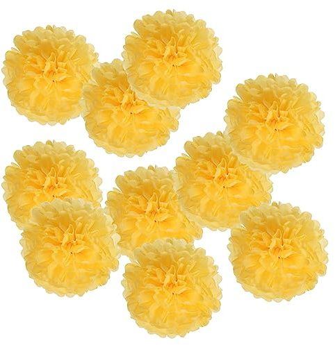 PATIKIL 4 Fazzoletto Pom Pom Fiori, 10pz Carta Fiore Palla per Matrimonio Sposa Doccia Compleanno Addio Nubilato Festa Sfondo Decorazione, Scuro Giallo
