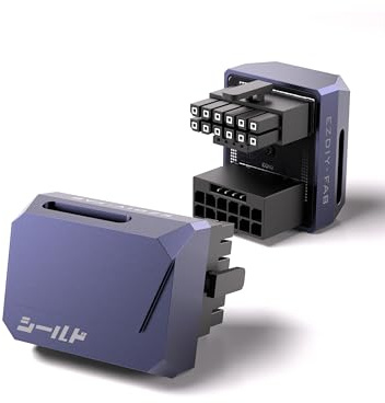 EZDIY-FAB PCIe 5.1 Adapter-600W 12+4pin,16pin 12VHPWR GPU Stecker,12V-2x6 GPU Adapter,Rechter 180 Grad Winkel-Kompatibel mit RTX 3090Ti,4070Ti,4080,4090 GPUs-RVS Typ,Lila,1Pack