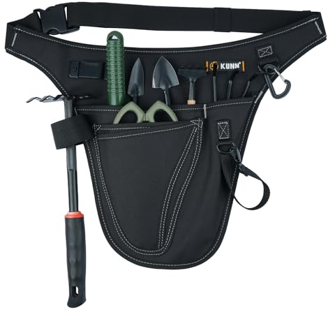 KUNN Garden Tool Organizer Belt Multifunctional Work Apron Pouch for Gardeing Florist Plumbing,Black