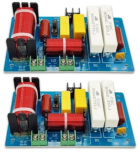 Bdghay 2 Stück PA-2A 2-Wege-Lautsprecher Crossover Treble + 450 W Pure Bass Subwoofer Frequenz Splitter Filter DIY Blau DIY für