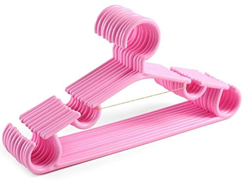 ANIIC Kleiderbügel Platzsparend 10 Stück Kinder-Kleiderbügel Aus Kunststoff Für Kinder, Kleinkind-Kleiderbügel Für T-Shirts Und Hosen Bügel für Erwachsene (Color : Rosa, Size : 10pcs)