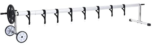 Tidyard Enrouleur de bâche de Piscine avec Base en Acier Inoxydable, Couverture Solaire Amovible pour Piscine, Bâche de Protection Piscine, Film Solaire de Piscine Flottant