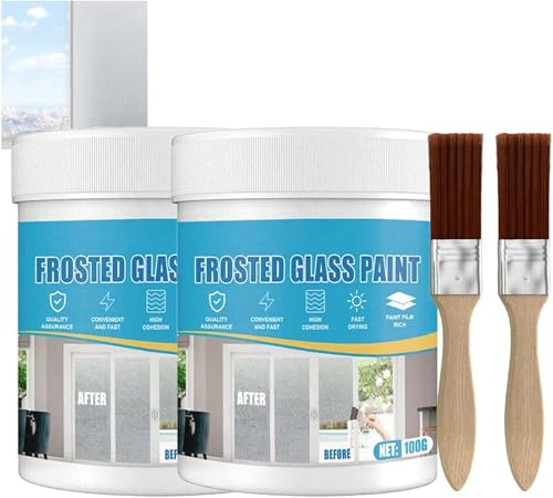 Qklovni Lot de 2 peintures pour verre givré pour porte et fenêtre, givré mat brumeux, pour salle de bain, chambre à coucher, hôtel, fenêtres de bureau, 100 g
