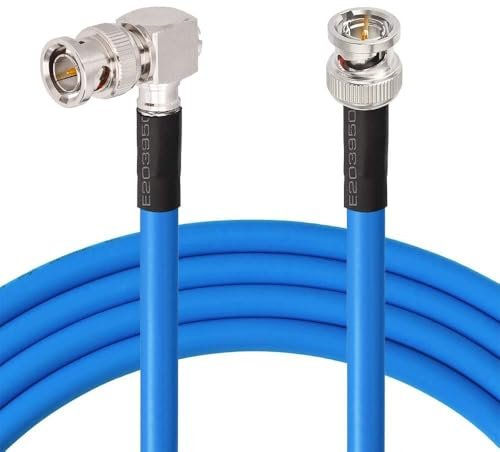 Superbat Cavo SDI 3G/6G/12G BNC 75 Ohm Maschio a Maschio Belden 1694A 3m | Doppia Schermatura, BNC Angolato Placcato Oro, 18AWG, 4K UHD/8K, 1 Pezzo, per Blackmagic, Telecamere, Convertitori, Monitor