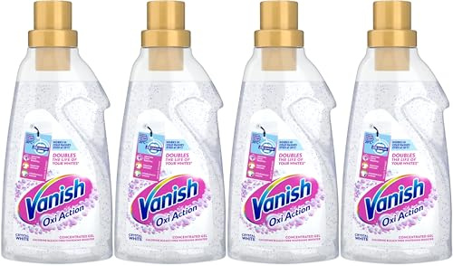 Vanish Oxi Action Fabric Stain Remover and Whitener Gel Whites, 750ml, Pack of 4, 4 x 750ml