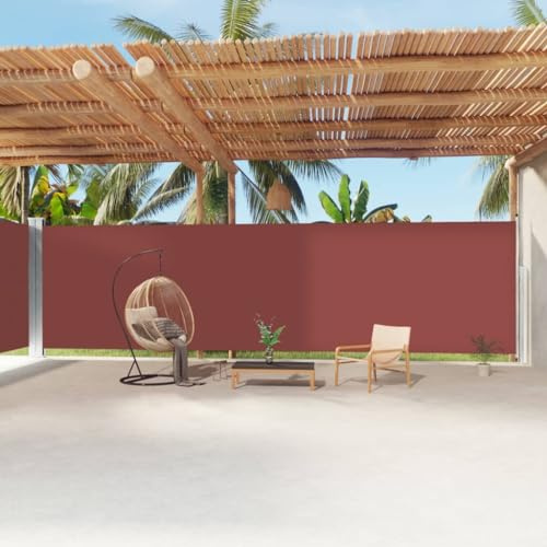 TJROO Tenda da Sole 220x1200 cm Paravento per Privacy Retrattile Separe Divisorio Esterno Tenda a Rullo per Esterno per Patio Marrone Tessuto Tenda Laterale Avvolgibile Avvolgimento Automatico