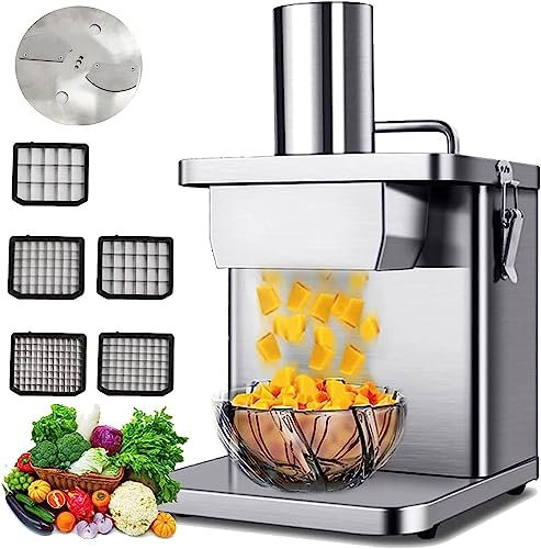 Cortador de verduras Cortadora de verduras eléctrica Cortadora de cubos de verduras eléctrica, Cortadora y rebanadora de verduras eléctrica 2 en 1, Cortadora de verduras comercial de 200 W,