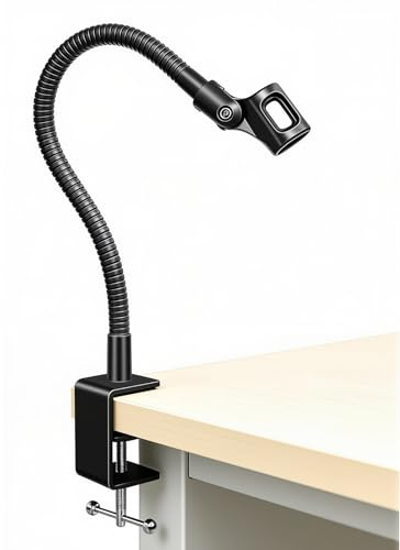 13-INCH Flexible Gooseneck Microphone Stand with Heavy Duty Desk Clamp for Podcast, Meetings, Lectures, Radio Broadcasting Studio, Live Broadcast Equipment, TV Stations