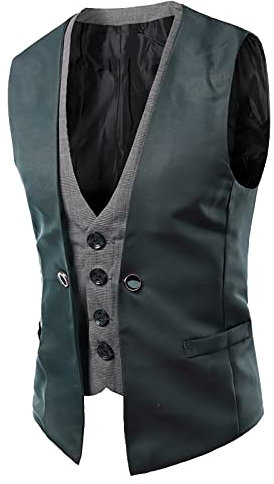 SRZYMJ Weste Herren Anzugweste für Herren V-Ausschnitt Anzugweste Herren Regular Fit Herren Weste Elegant Business Herrenweste Hochzeit Grey Weste Anzug Set Reitweste Leinen Anzug Herren