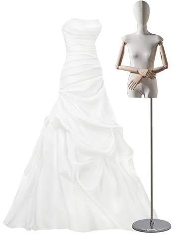 JIAYING Schneiderpuppe Damenbüste Weiblich Mit Kopf Und Holzhänden, Einstellbare Höhe Schneiderpuppen Schaufensterpuppe Für Das Nähen Von Kleid Schmuck Display(C)
