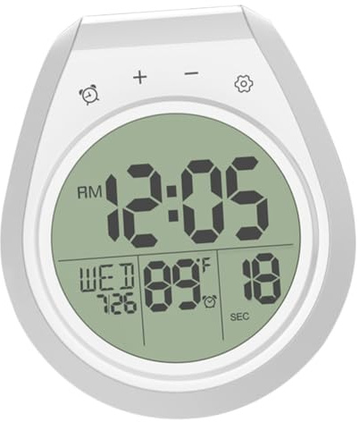 Yardenfun wasserdichte Badezimmer-wanduhr Mit Großem LCD-Display Temperatur Kalenderanzeige Saugfähige Montage Für Dusche Küche Spa Und Waschräume Geräuschloses Batteriebetriebenes Design
