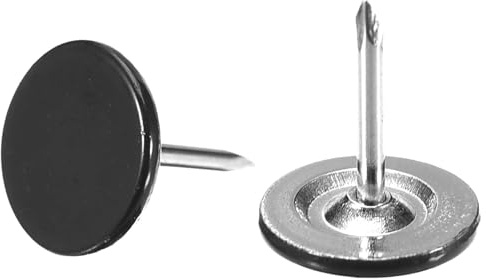 TA-VIGOR 50 Stück Schwerlast-Flachkopf-Reißnägel, Dekorative Pinnadeln für Wände, Möbel, Korktafeln & Bulletin Boards – 11mm x 13mm Polsternägel für Heim- und Bürogebrauch & DIY, Schwarz | Stahlmaterial, geeignet für Korktafeln, Möbel und Pinnwände, Innendekorations- und Polsteranwendungen