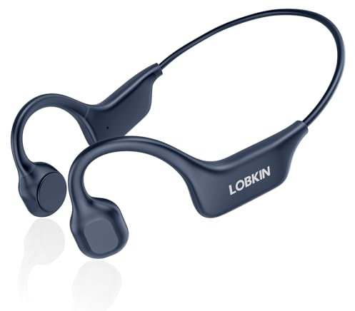 LOBKIN Casque Conduction Osseuse, Open Ear Casque Bluetooth 5.3 avec Micro, Écouteur Conduction Osseuse IPX5 Étanche pour Cyclisme, Conduite, Course à Pied (Bleu)