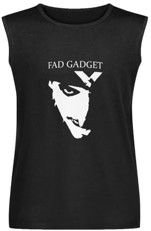 Prof·Slow Fad Gadget Men's Tank O-Neck Tops 100% Cotton Unisex Vests Sleeveless Black, Negro , L