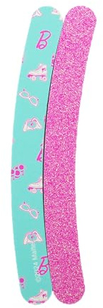 Barbie Limes à Ongles Fille Femme - Lot de 2 - Lime Abrasive et Douce - Forme Courbée Confortable - Accessoire Manucure Pratique et Stylé - Produit Officiel - Cadeau Beauté Adulte, Adolescente