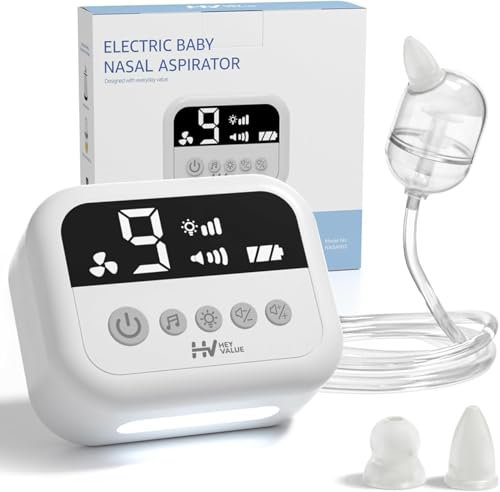 Nasensauger Baby Elektrisch |Elektrischer Nasensauger für Babys 9 Saugstärken Nasensekretsauger Baby Staubsauger Wiederaufladbar Mit Licht und Beruhigender Musik Sicher Effizient Sanft