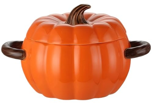 CNAFGBGG Bol à citrouille avec couvercle et poignée 1500 ml de soupe de citrouille en céramique bol à la en cérame sans glissement et lave-vaisselle en toute sécurité pour la maison, l'automne.