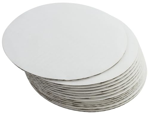 PATRICKWHITE 25 Stück Weiße Kuchenbretter Rund 15 cm，6 inch Tortenplatte Pappe，Kreise Runden Basis Lebensmittelqualität Pappe Kuchenplatte für Kuchen und Torten(Dünner, aber stärker)
