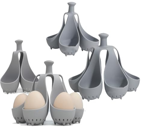 4 Cuociuova in silicone,Portauova in silicone,Portauova per uova sode,Resistente al calore,uova a vapore con 4/6 griglie